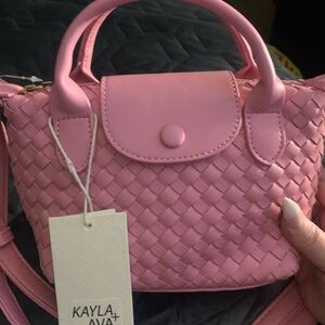 Pink Woven Handbag